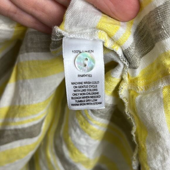 Andrew Marc / Marc New York 100% linen striped summer top size large - Picture 4 of 8